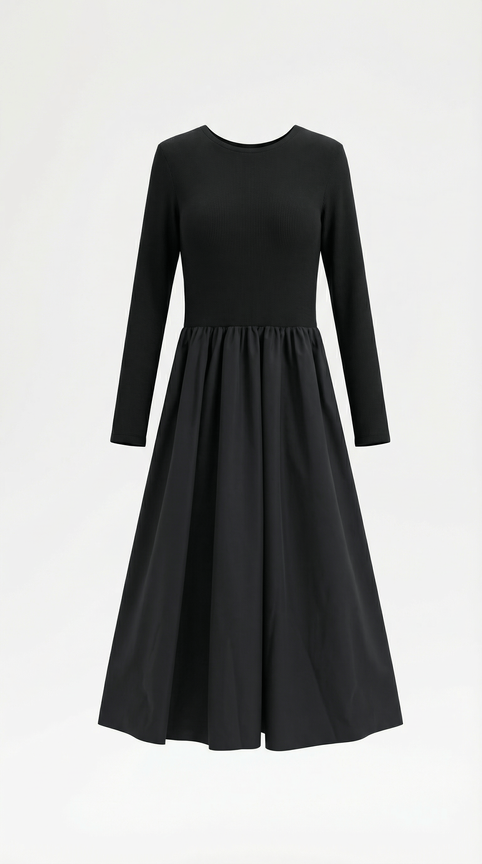 Long Sleeve Black Midi Dress-dresses > midi dress-Laventaire-Laventaire