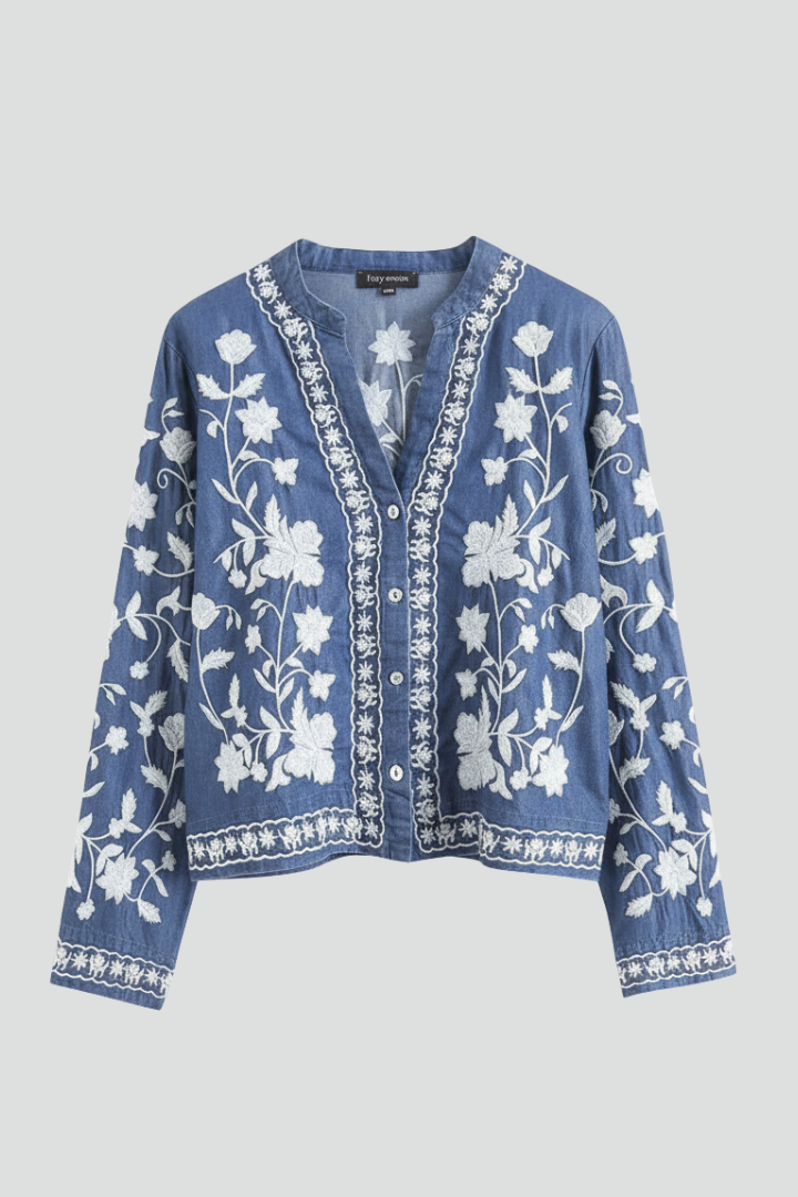 Long Sleeve Blouse Top-tops > blouses-Laventaire-Laventaire
