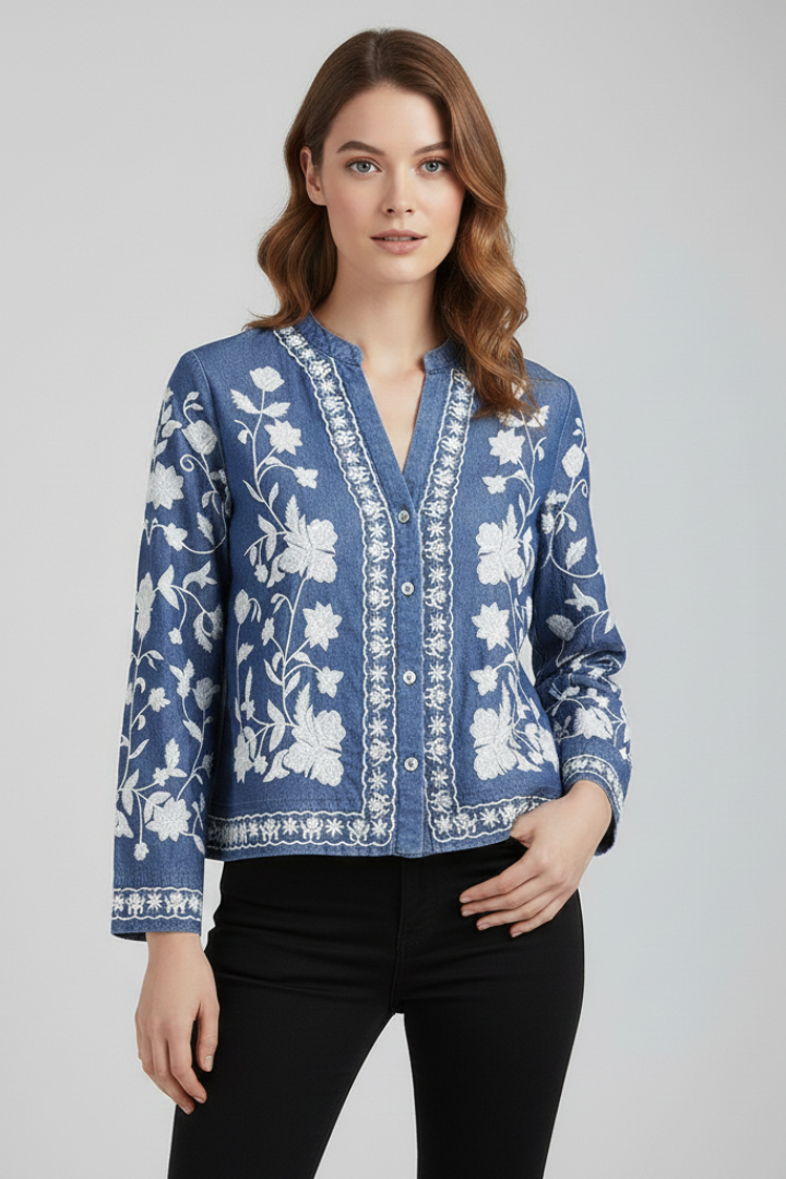 Long Sleeve Blouse Top-tops > blouses-Laventaire-Laventaire
