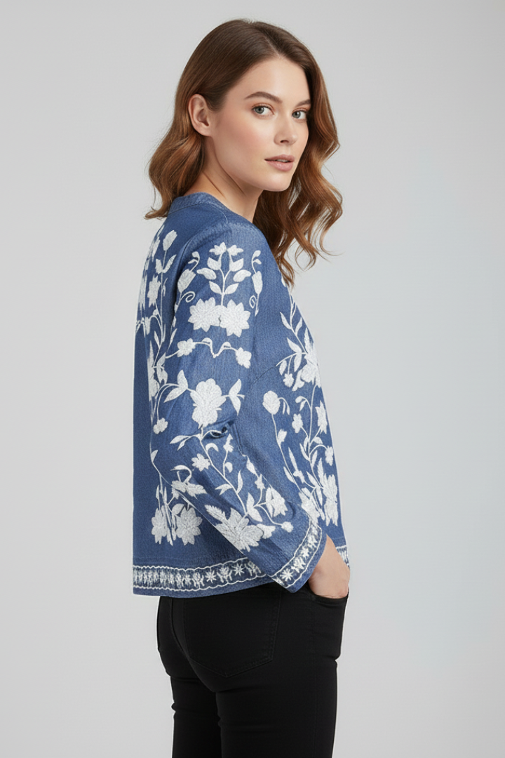 Long Sleeve Blouse Top-tops > blouses-Laventaire-Laventaire