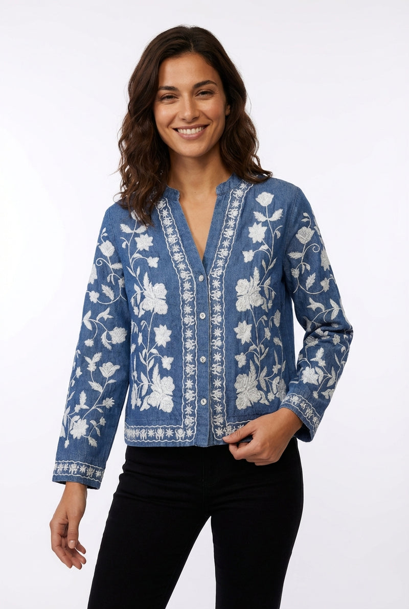 Long Sleeve Blouse Top-tops > blouses-Laventaire-Blue-S-Laventaire