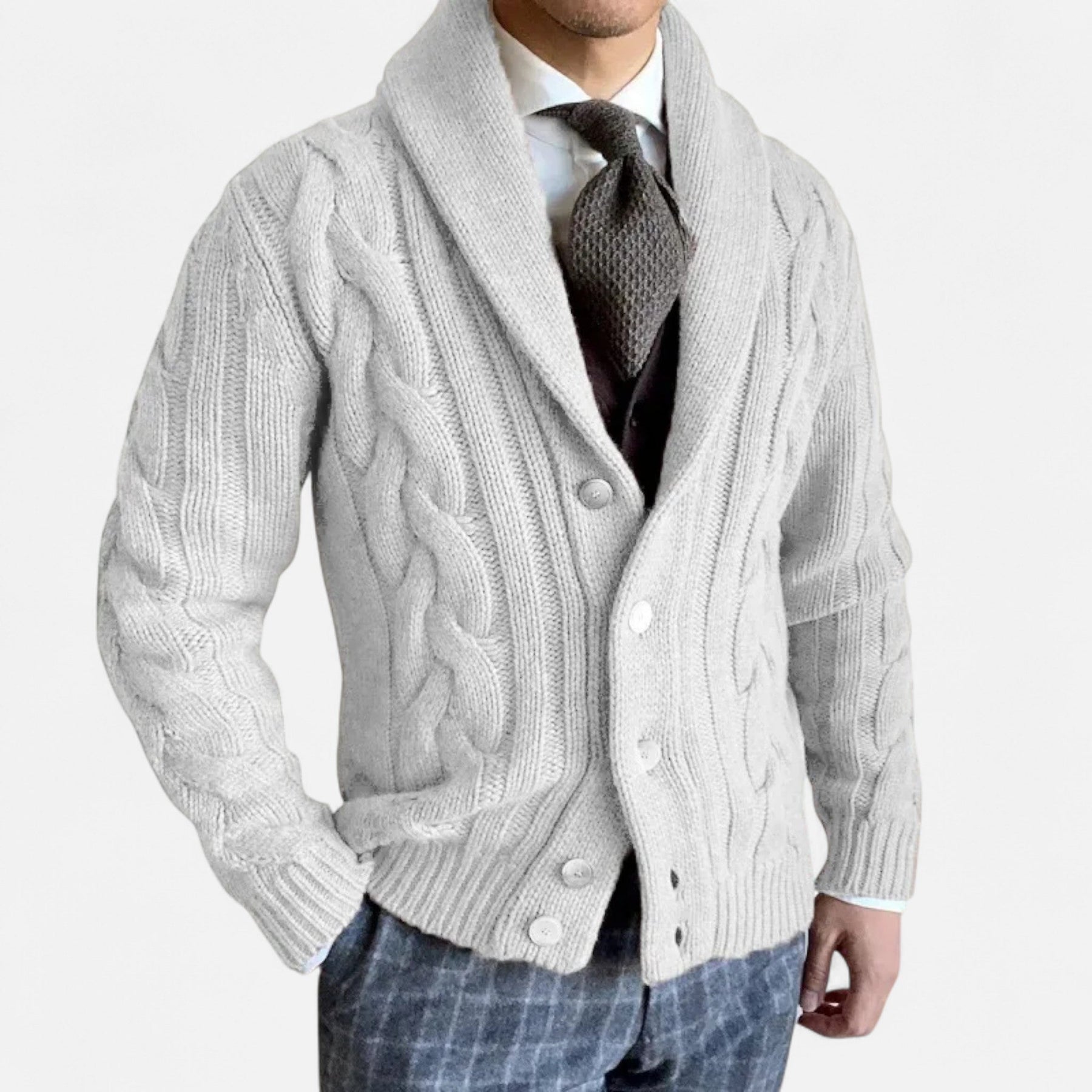 Long Sleeve Cardigan Sweater-sweaters > cardigans-Laventaire-White-M-Laventaire