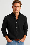 Long Sleeve Casual Shirt-shirts > casual shirts-Laventaire-Black-S-Laventaire