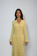 Long Sleeve Collar Midi Dress-dresses > midi dress-Laventaire-Laventaire
