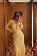 Long Sleeve Collar Midi Dress-dresses > midi dress-Laventaire-Laventaire