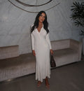 Long Sleeve Cream Maxi Dress-dresses > maxi dress-Laventaire-Laventaire