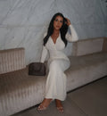 Long Sleeve Cream Maxi Dress-dresses > maxi dress-Laventaire-Laventaire