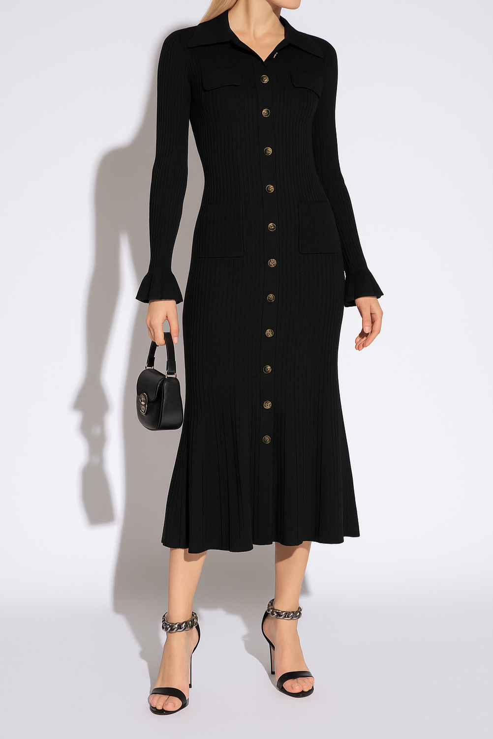 Long Sleeve Flared Maxi Dress-dresses > maxi dress-Laventaire-Laventaire
