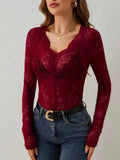 Long Sleeve Lace Top-tops > long sleeve tops > lace tops-Laventaire-Laventaire
