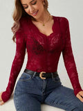 Long Sleeve Lace Top-tops > long sleeve tops > lace tops-Laventaire-Laventaire