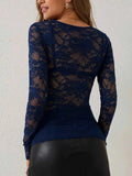 Long Sleeve Lace Top-tops > long sleeve tops > lace tops-Laventaire-Laventaire
