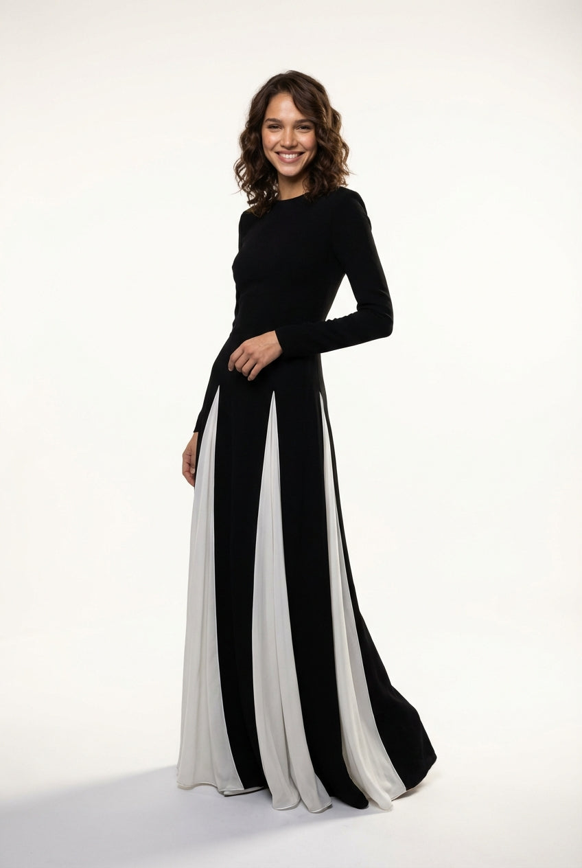Long Sleeve Maxi Gown-dresses > gown dress-Laventaire-Black-S-Laventaire