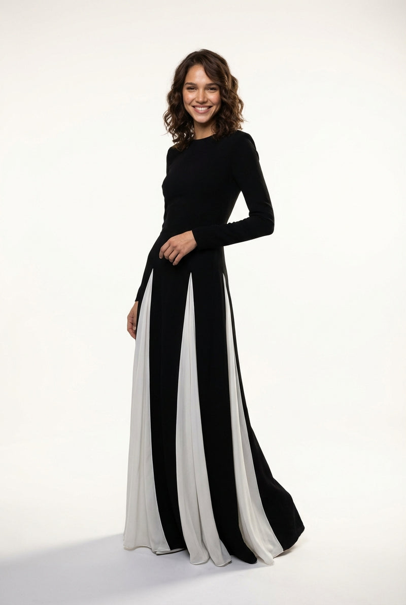 Long Sleeve Maxi Gown-dresses > gown dress-Laventaire-Black-S-Laventaire