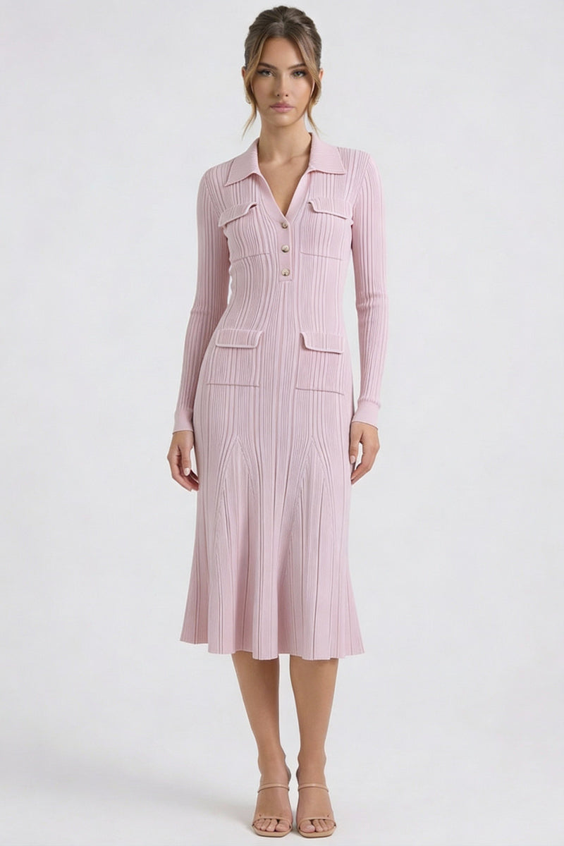 Long Sleeve Midi Dress-dresses > midi dress-Laventaire-Laventaire