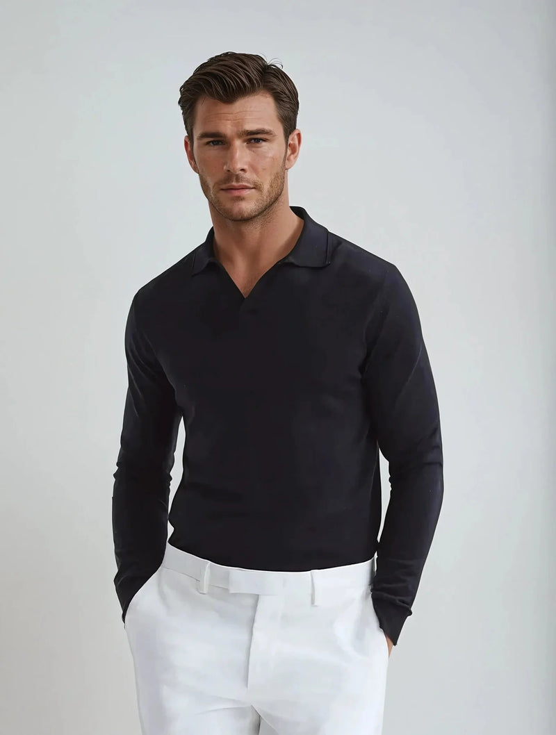 Long Sleeve Polo Shirt-shirts > polo shirts > long sleeve polo shirts-Laventaire-Laventaire