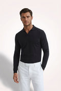 Long Sleeve Polo Shirt-shirts > polo shirts > long sleeve polo shirts-Laventaire-Black-S-Laventaire