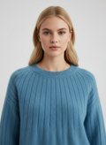 Long Sleeve Relaxed Fit Sweater-sweaters > relaxed fit sweater-Laventaire-Light Blue-S-Laventaire