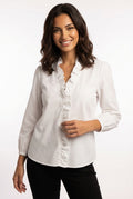 Long Sleeve Ruffled Blouse-tops > blouses-Laventaire-White-S-Laventaire