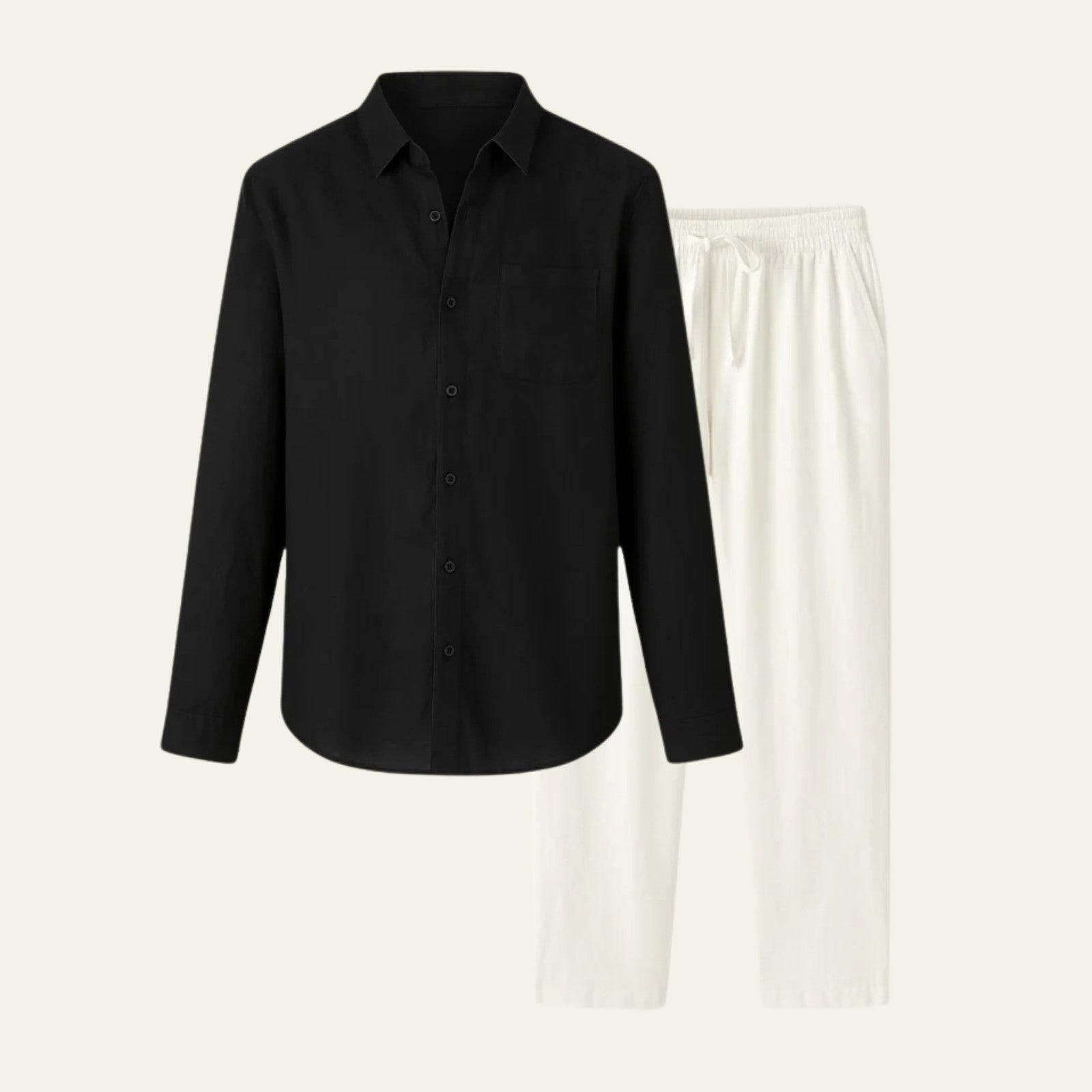 Long Sleeve Shirt Pants Set-sets > shirt pants set-Laventaire-Black-S-Laventaire