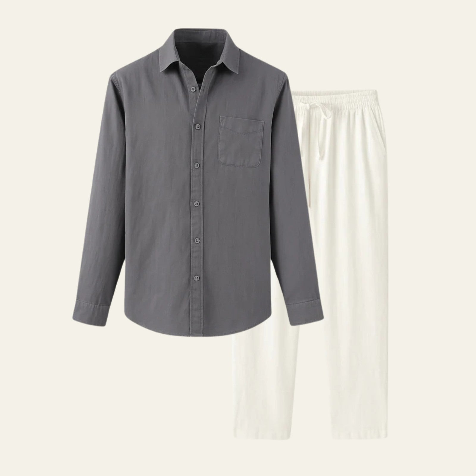 Long Sleeve Shirt Pants Set-sets > shirt pants set-Laventaire-Gray-S-Laventaire