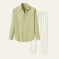 Long Sleeve Shirt Pants Set-sets > shirt pants set-Laventaire-Light Green-S-Laventaire