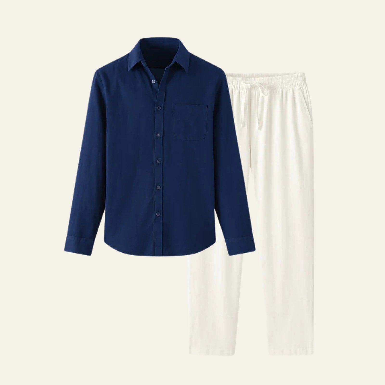 Long Sleeve Shirt Pants Set-sets > shirt pants set-Laventaire-Navy Blue-S-Laventaire