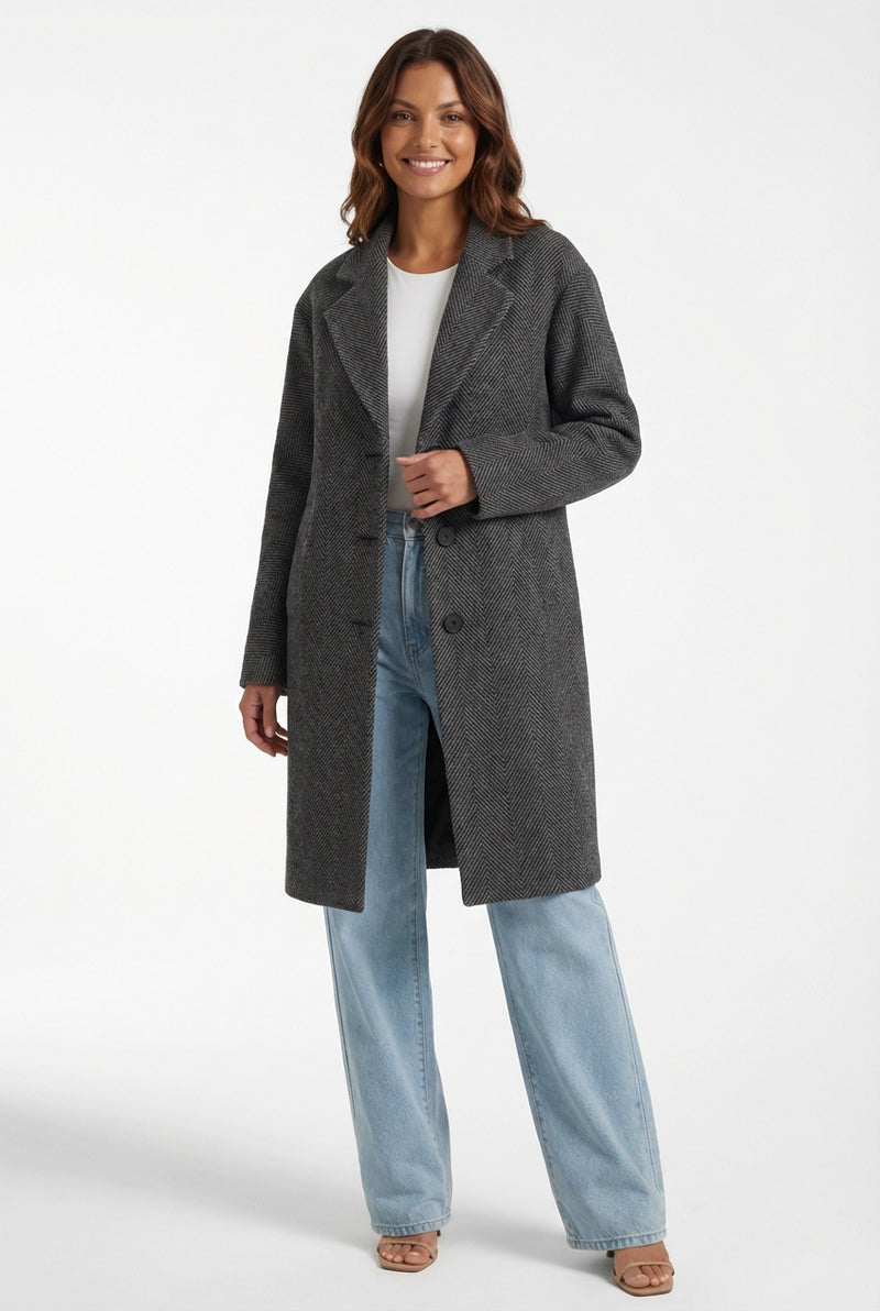 Long Sleeve Trench Coat-outerwear > trench coat-Laventaire-Dark Gray-XS-Laventaire