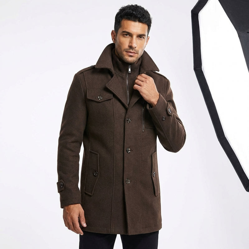 Long Tailored Coat-outerwear > long coat-Laventaire-Dark Brown-S-Laventaire