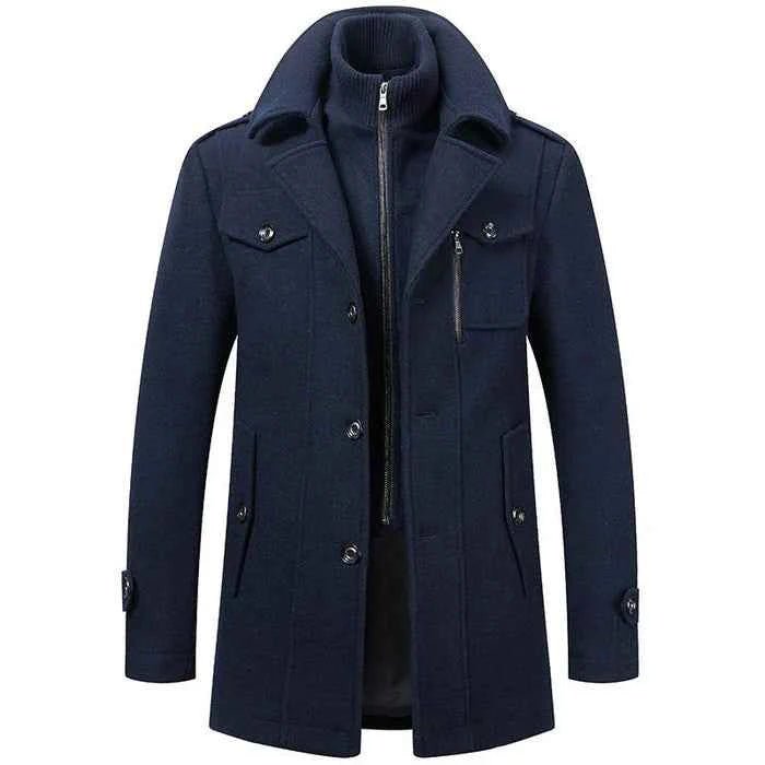 Long Tailored Coat-outerwear > long coat-Laventaire-Navy Blue-S-Laventaire