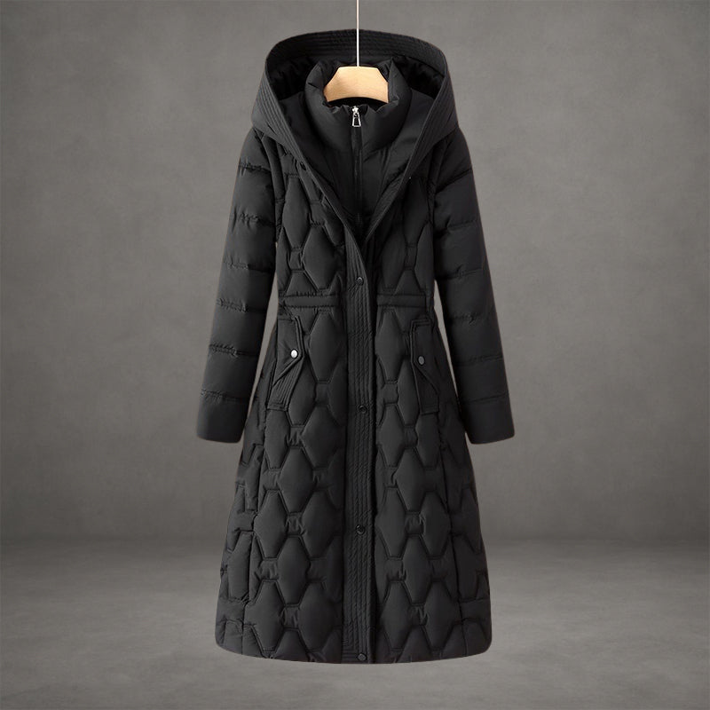 Longline Hooded Down Coat-coats > down coats > longline down coats-Laventaire-Black-S-Laventaire