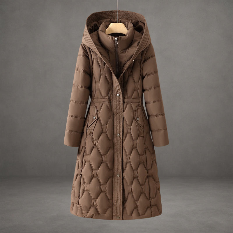 Longline Hooded Down Coat-coats > down coats > longline down coats-Laventaire-Dark Brown-S-Laventaire