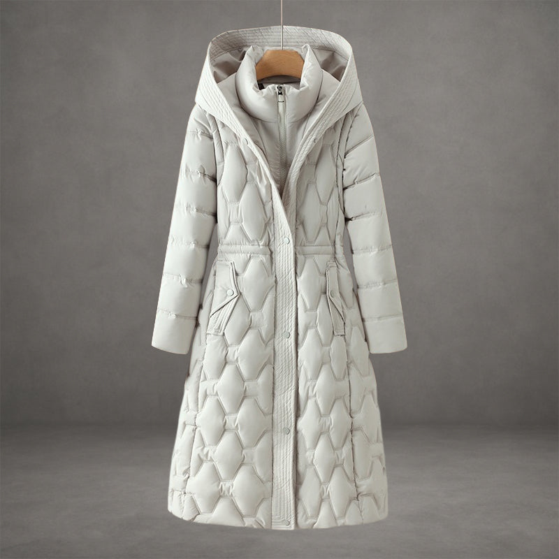 Longline Hooded Down Coat-coats > down coats > longline down coats-Laventaire-White-S-Laventaire