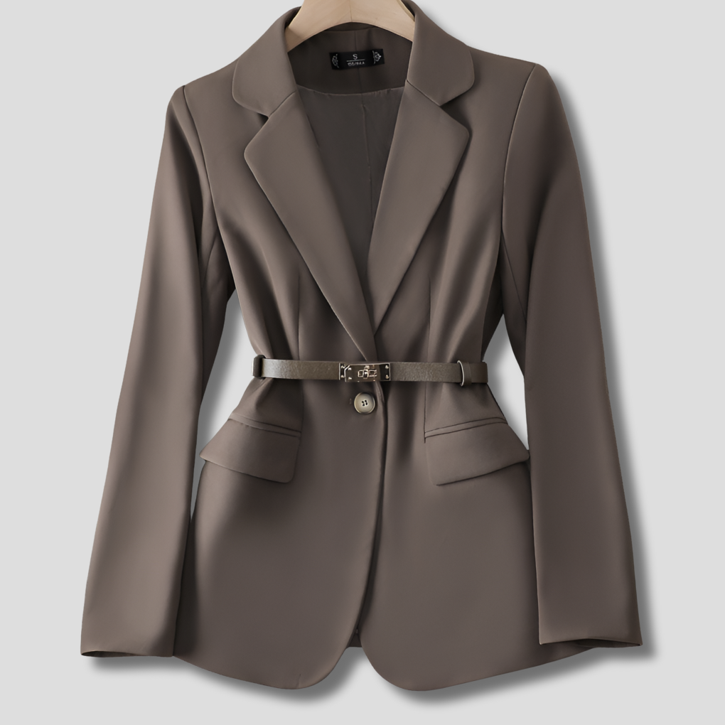 Loose Fit Blazer Jacket-jackets > blazers > casual blazers-Laventaire-Taupe-S-Laventaire