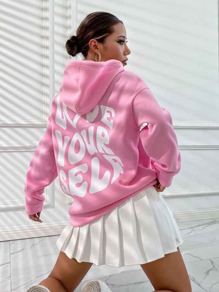 Loose Fit Casual Hoodie-hoodies > casual hoodie-Laventaire-Baby Pink-S-Laventaire