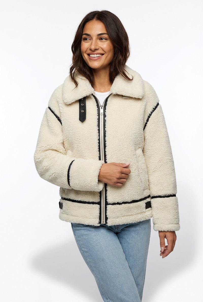 Loose Fit Casual Jacket-jackets > casual jackets-Laventaire-Cream-XS-Laventaire