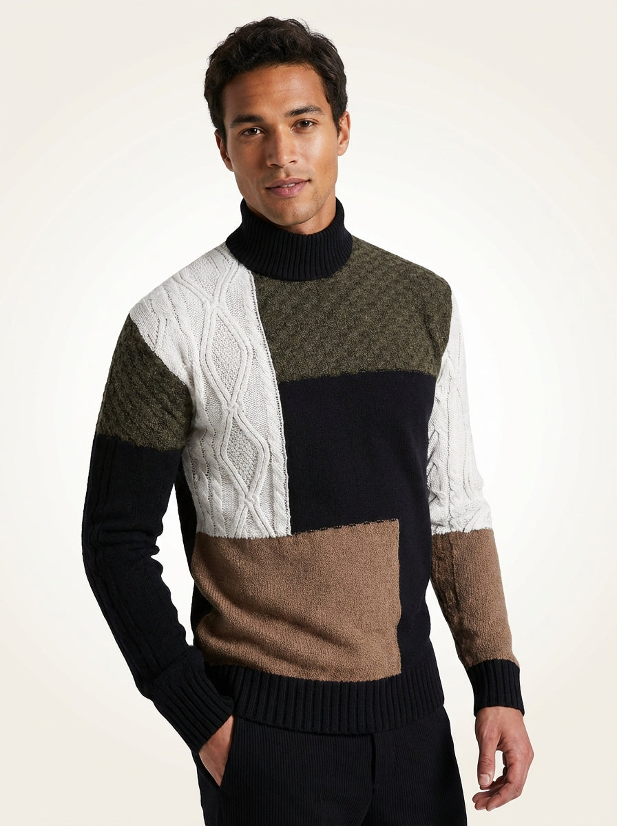 Loose Fit Colorblock Sweater-sweaters > loose fit sweater-Laventaire-Laventaire