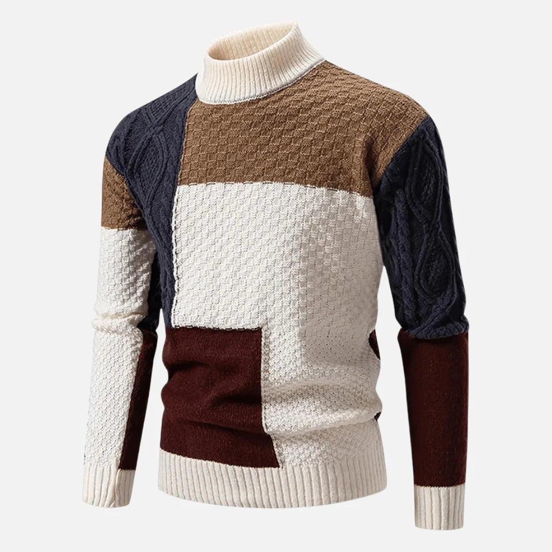 Loose Fit Colorblock Sweater-sweaters > loose fit sweater-Laventaire-Brown-S-Laventaire