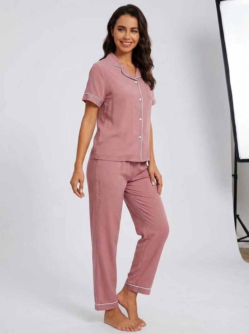 Loose Fit Pajama Set-sleepwear > pajama set-Laventaire-Pink-S-Laventaire