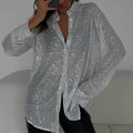 Loose Fit Sequin Blouse-tops > blouses-Laventaire-Laventaire