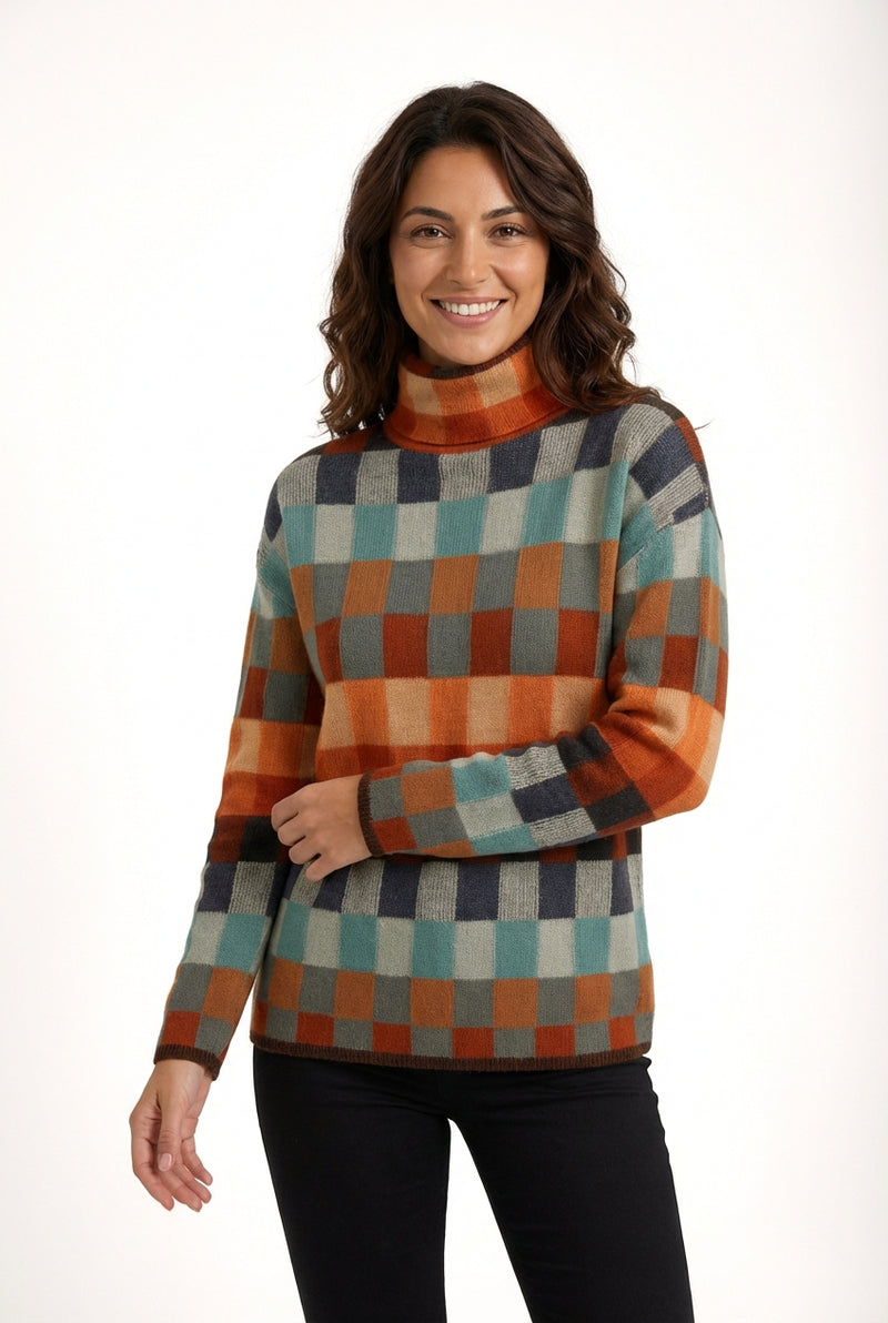 Loose Fit Turtleneck Sweater-sweaters > turtleneck sweater-Laventaire-Multicolor-XS-Laventaire