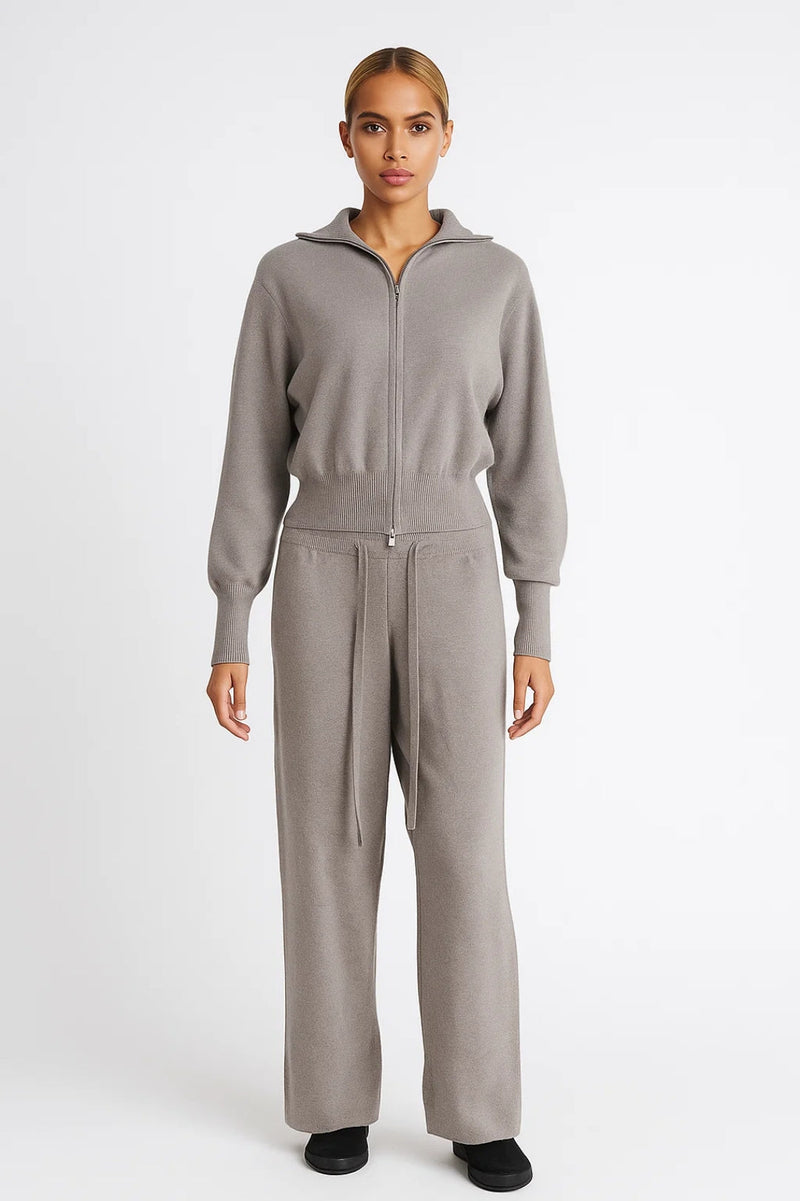 Loungewear Set With Zip Top-loungewear > loungewear set-Laventaire-Laventaire