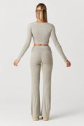 Loungewear Set with Flared Pants-loungewear > loungewear set-Laventaire-Laventaire