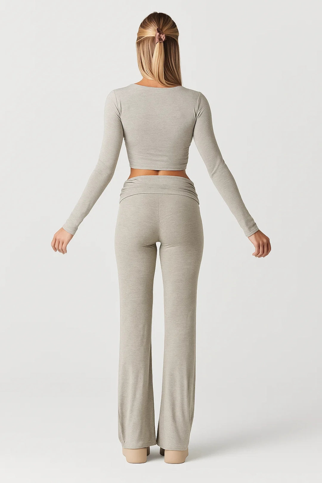 Loungewear Set with Flared Pants-loungewear > loungewear set-Laventaire-Laventaire