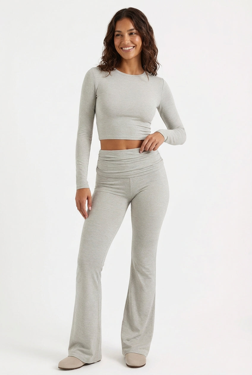 Loungewear Set with Flared Pants-loungewear > loungewear set-Laventaire-Laventaire