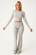 Loungewear Set with Flared Pants-loungewear > loungewear set-Laventaire-Laventaire