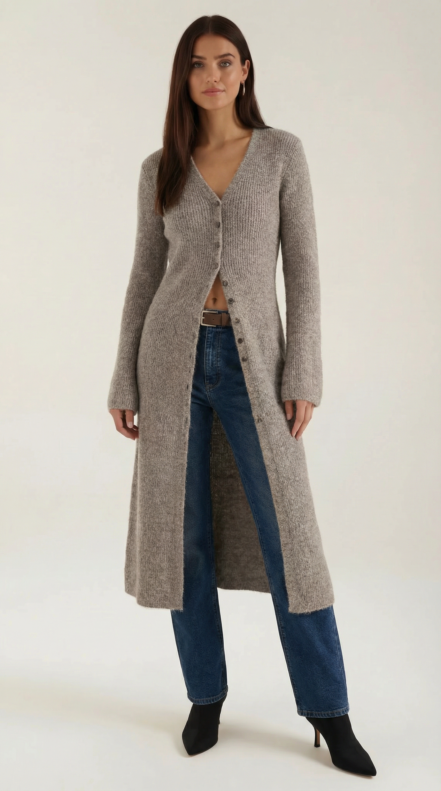 Maxi Cardigan V-Neck-cardigans > long cardigan-Laventaire-Laventaire