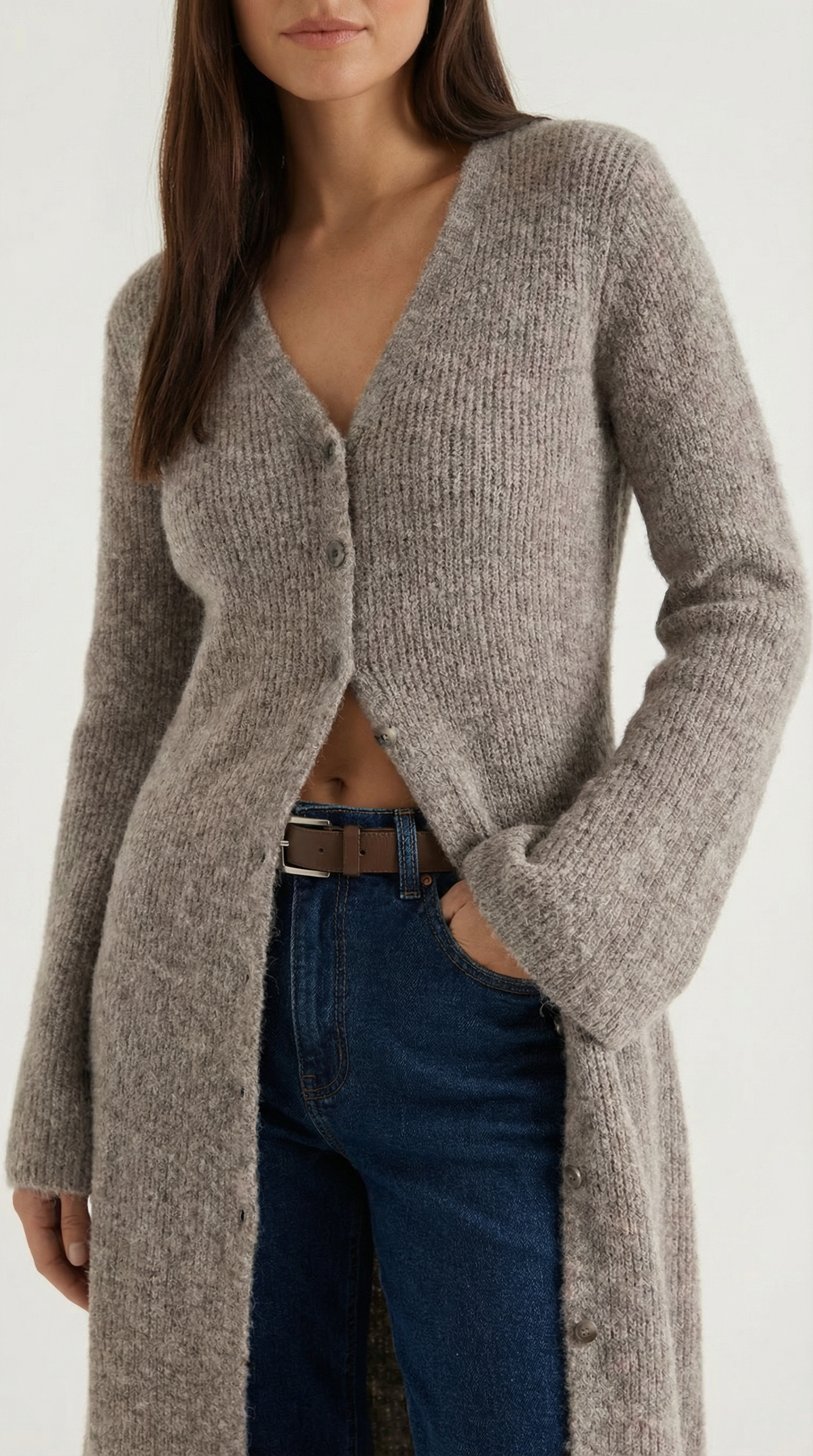 Maxi Cardigan V-Neck-cardigans > long cardigan-Laventaire-Laventaire