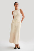 Maxi Dress Empire Waist-dresses > midi dress-Laventaire-Cream-S-Laventaire