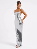 Metallic Maxi Dress-dresses > maxi dress-Laventaire-Laventaire