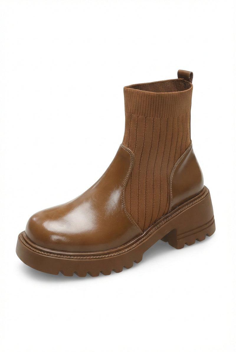 Mid Heel Ankle Boots-footwear > ankle boots-Laventaire-Brown-35-Laventaire
